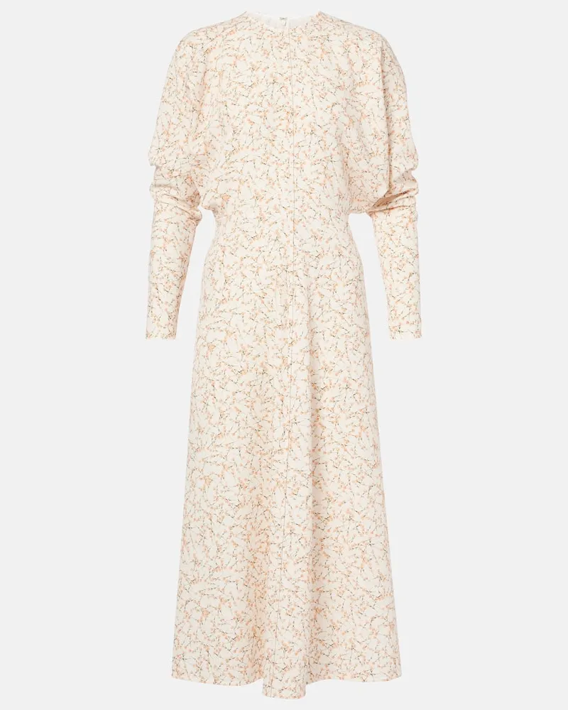 Victoria Beckham Bedrucktes Midikleid Dolman Weiß