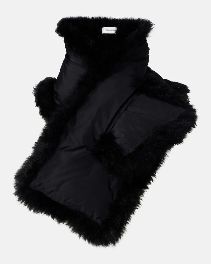 Yves Salomon Wendbarer Schal aus Shearling Schwarz