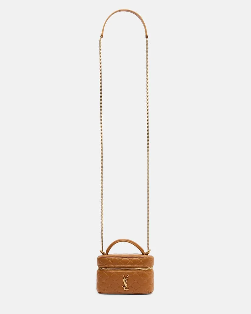 Saint Laurent Schultertasche Gaby Micro aus Leder Braun