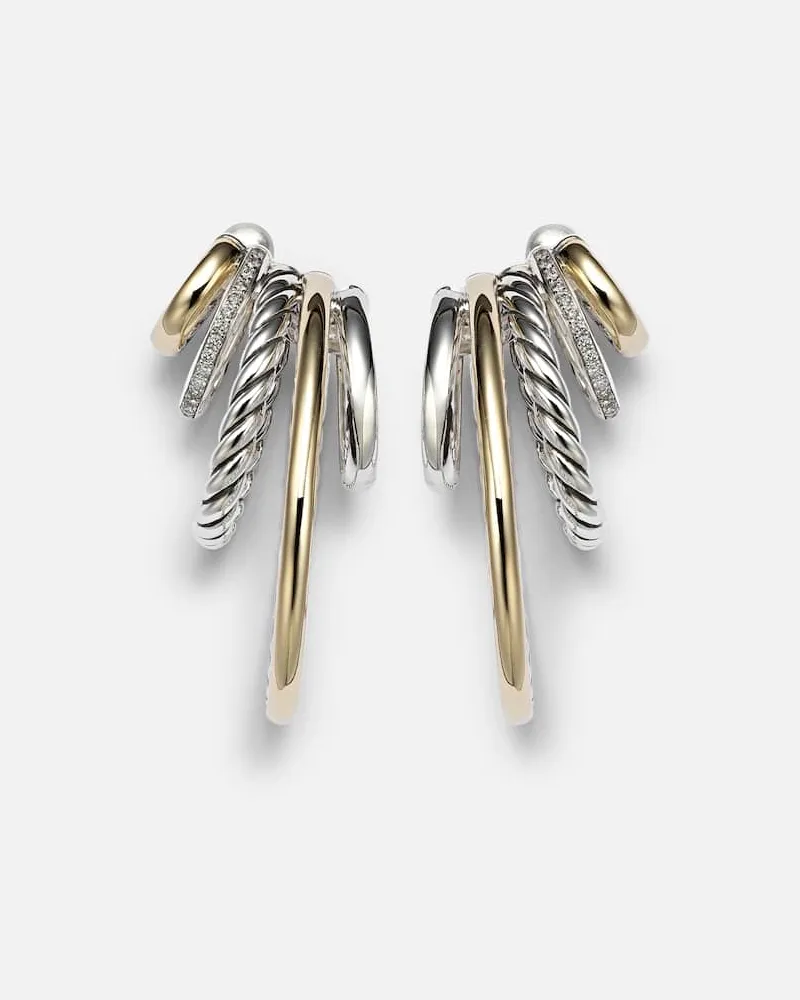 David Yurman Ohrringe DY Mercer® aus 18kt Gelbgold und Sterlingsilber mit Diamanten Silber