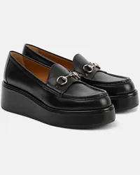 Gucci Plateau-Loafers Horsebit aus Leder Schwarz