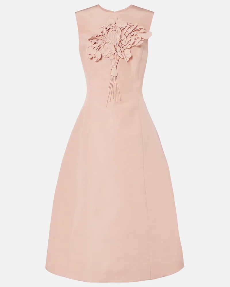 Oscar de la Renta Besticktes Cocktailkleid aus Seide Rosa