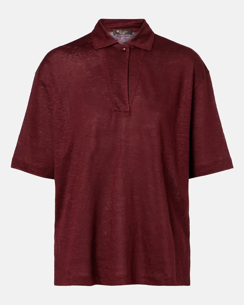 Loro Piana Polohemd Gargano aus Leinen Burgund