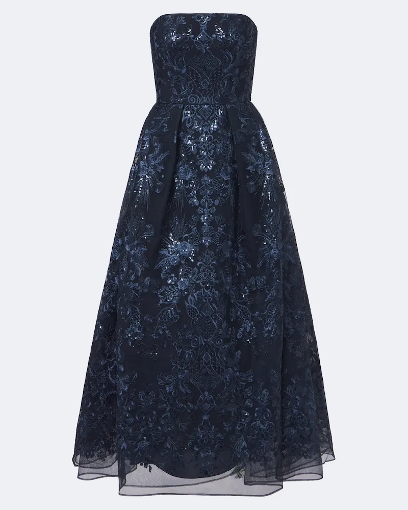 Elie Saab Cocktailkleid aus Spitze mit Pailletten Blau