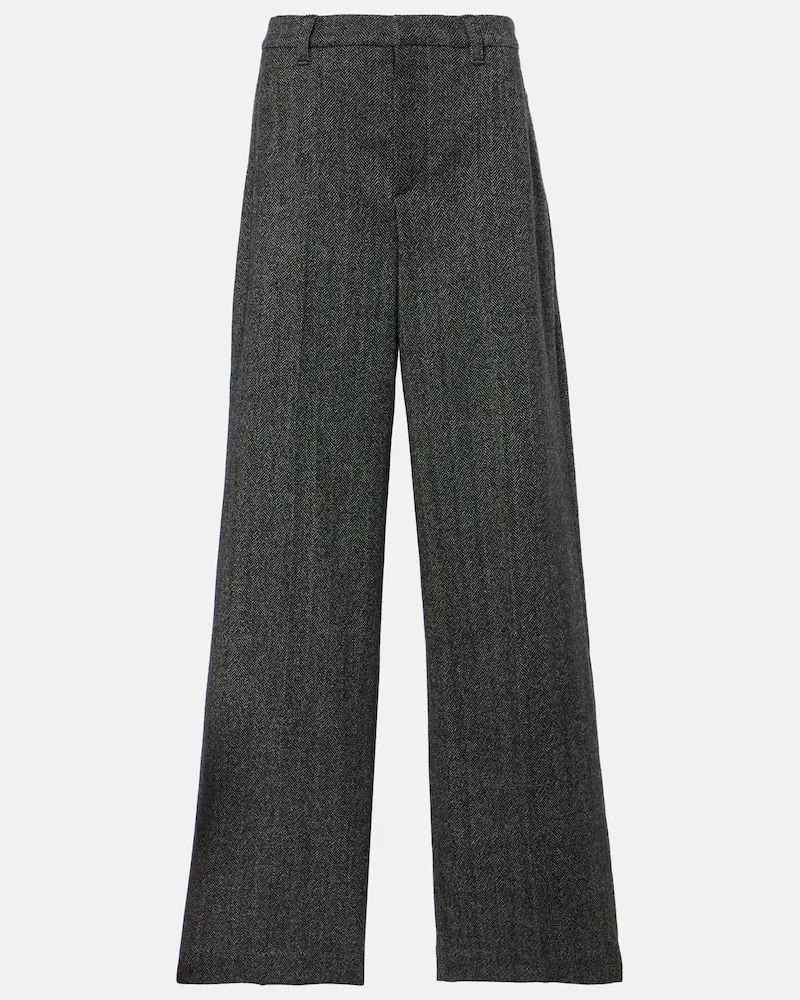 Brunello Cucinelli Weite Hose aus einem Wollgemisch Grau