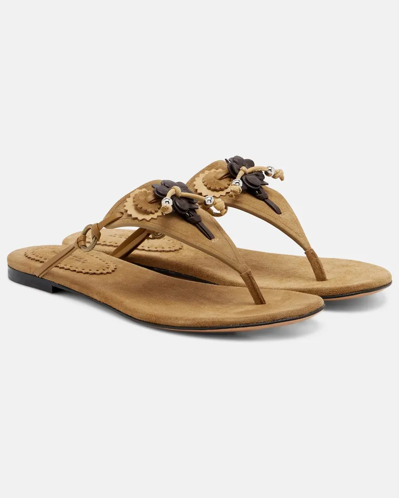 Isabel Marant Sandalen Elato aus Veloursleder Beige