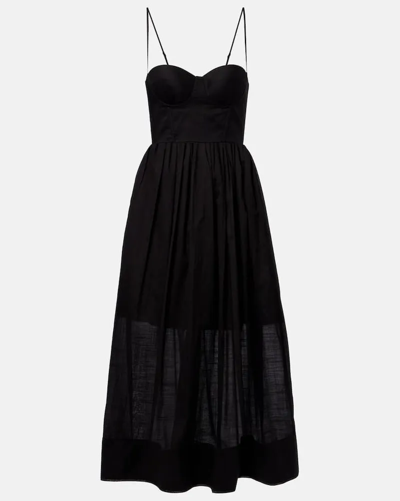 Zimmermann Midikleid Rhiannon aus Baumwolle Schwarz