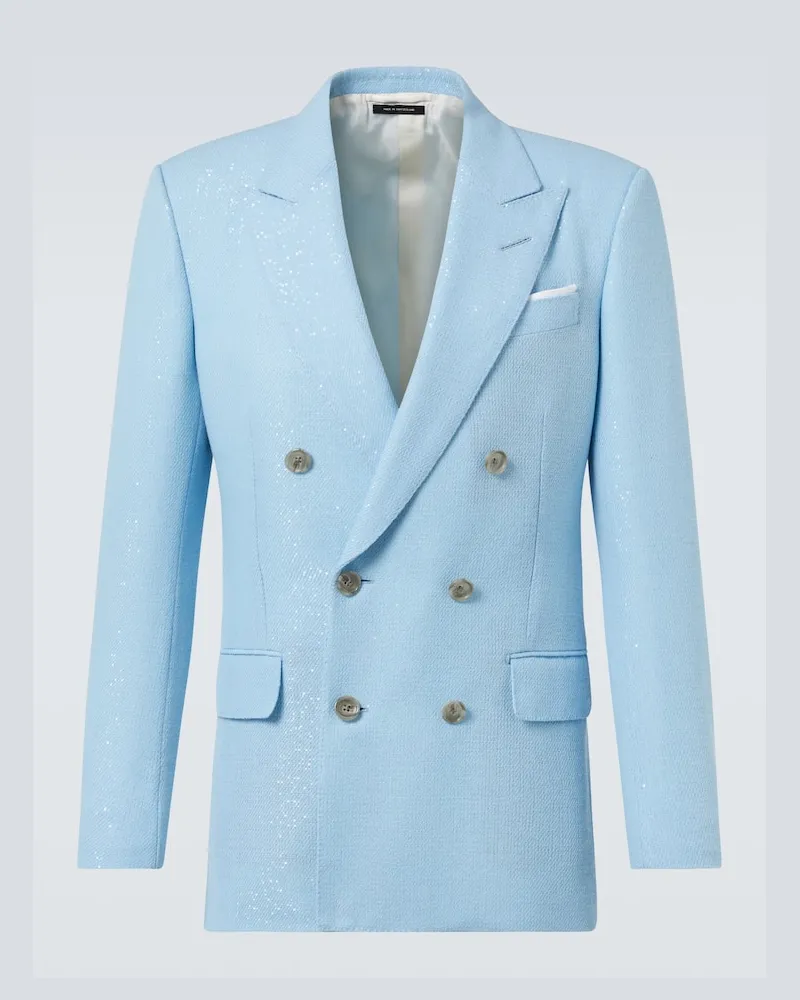 Tom Ford Blazer aus einem Wollgemisch mit Pailletten Blau