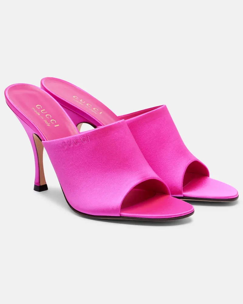 Gucci Pantoletten 95 aus Satin Rosa