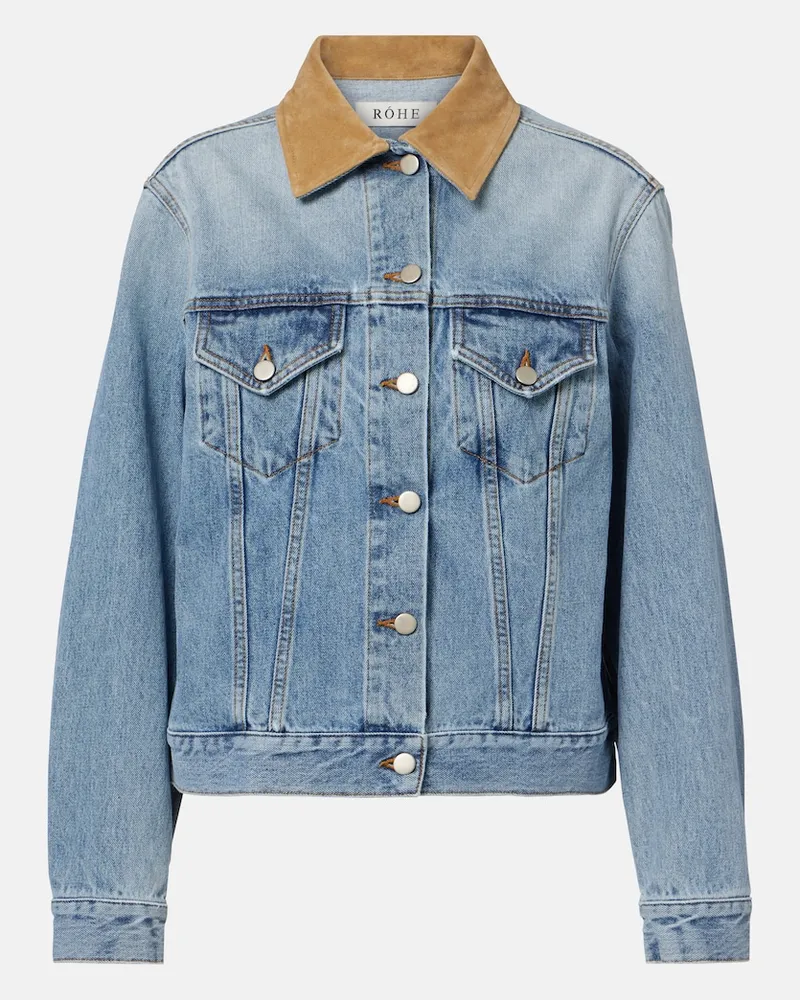 Róhe Róhe Jeansjacke mit Veloursleder-Besatz Blau