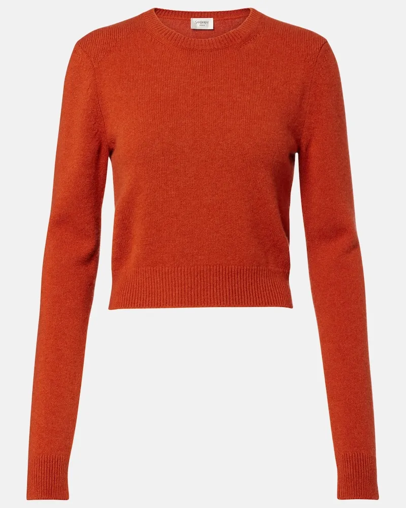 Saint Laurent Cropped-Pullover aus Kaschmir Orange