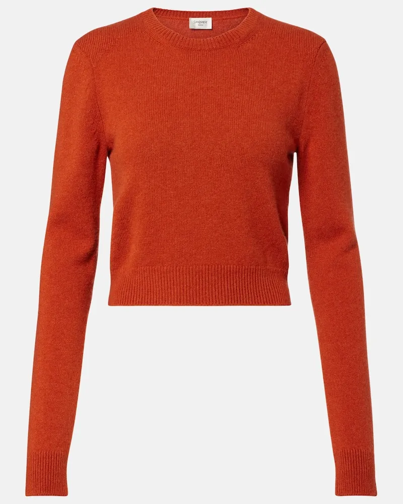 Saint Laurent Cropped-Pullover aus Kaschmir Orange