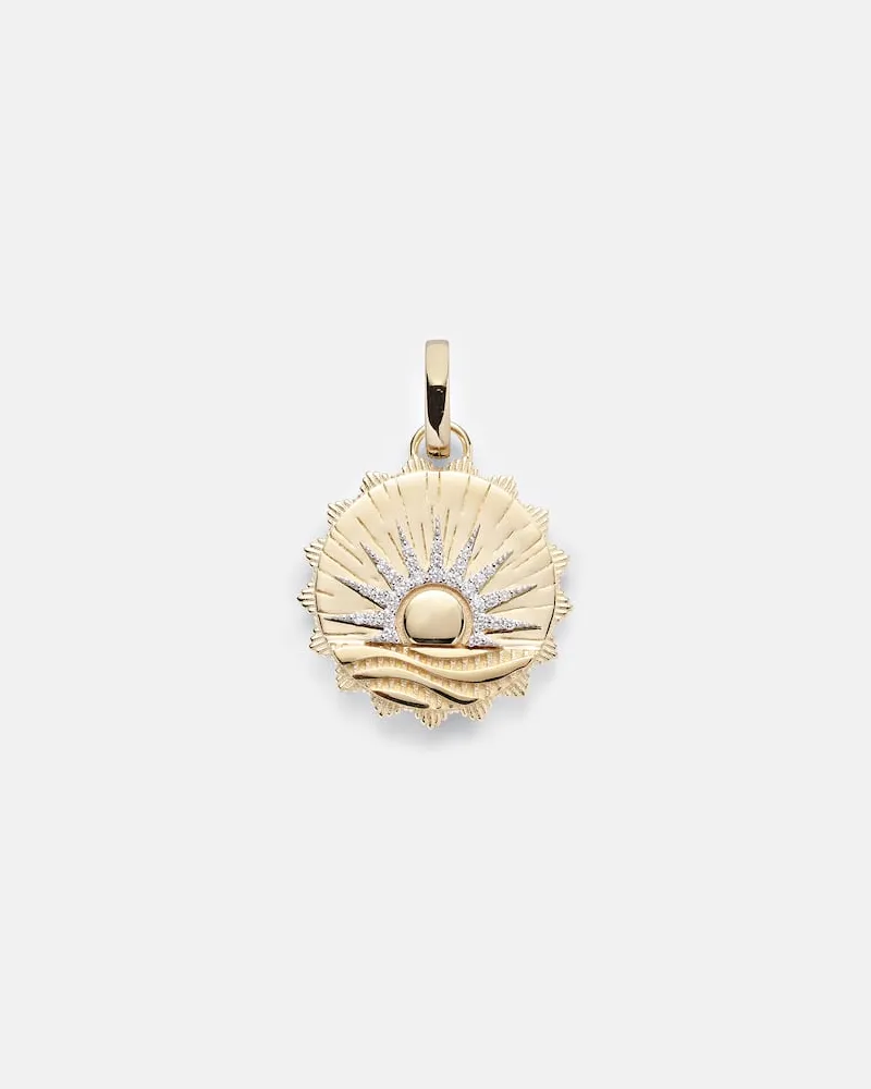 FOUNDRAE Anhänger New Beginnings - Internal Compass aus 18kt Gelbgold mit Diamanten Gold