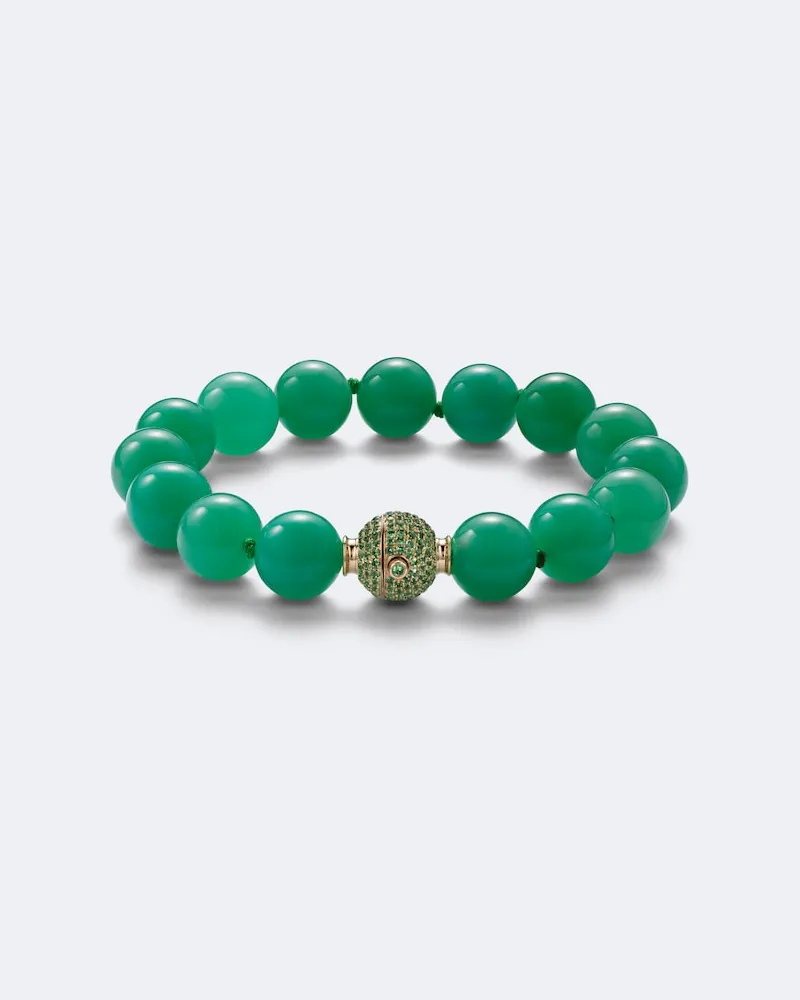 Octavia Elizabeth Armband Riviera Orb aus 18kt Gelbgold mit Chrysoprasen und Tsavoriten Gold