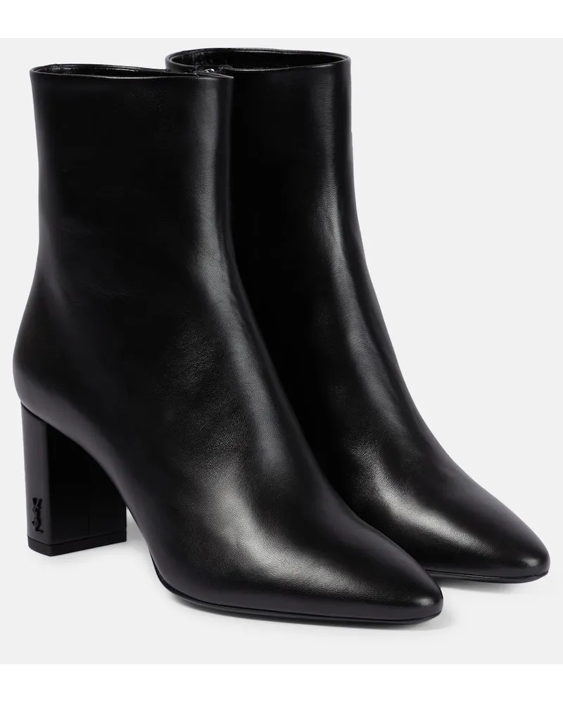 Saint Laurent Ankle Boots Lou aus Leder Schwarz