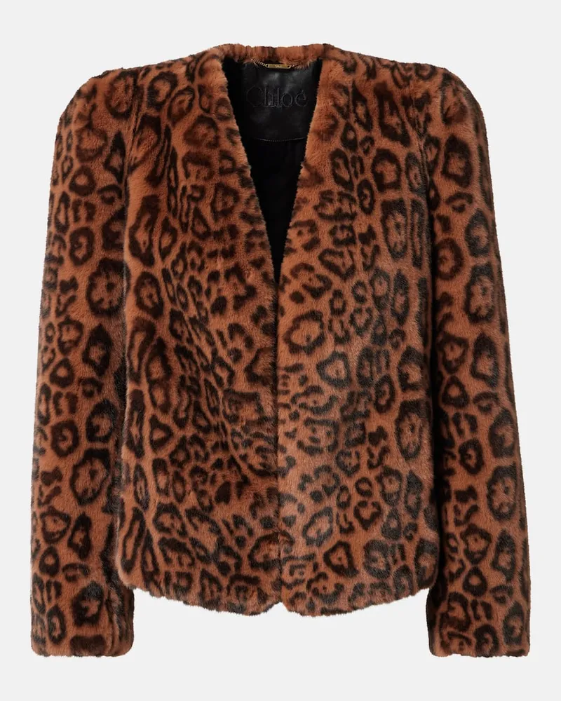 Chloé Chloé Cropped-Jacke aus Faux Fur Braun