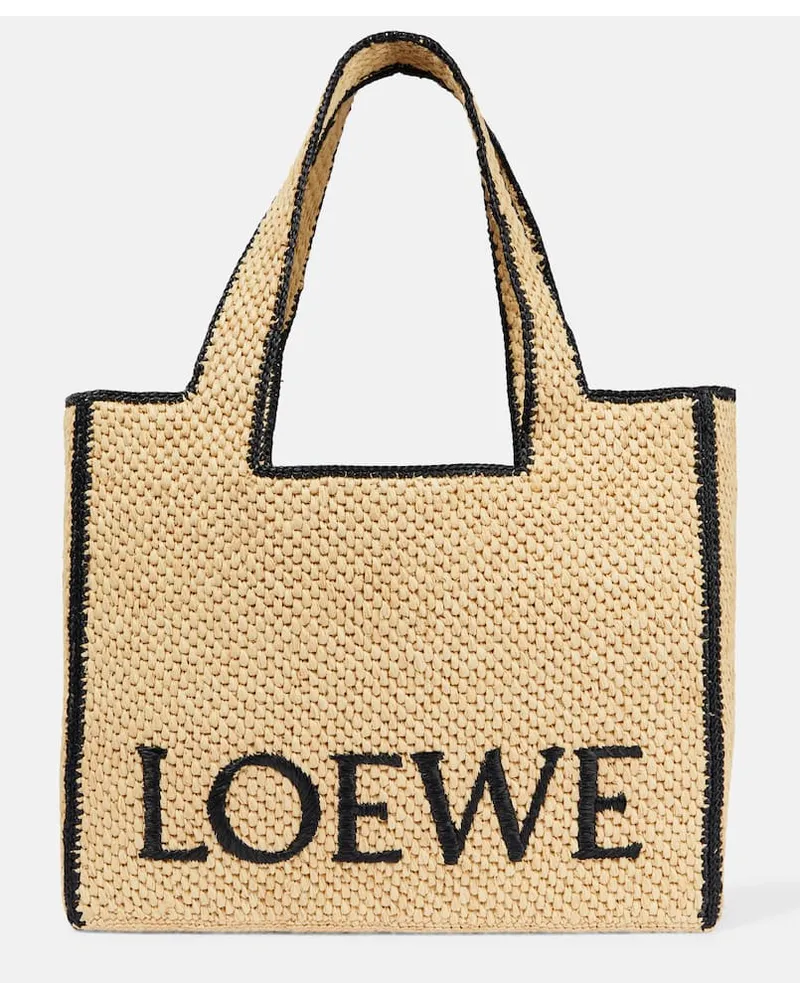 Loewe Paula's Ibiza Tote Font Large aus Raffiabast Beige