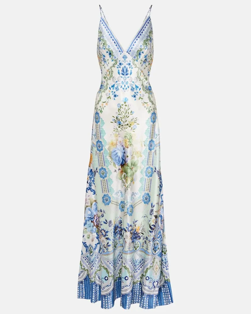 Camilla Slipdress My Homespun Heart aus Seide Multicolor