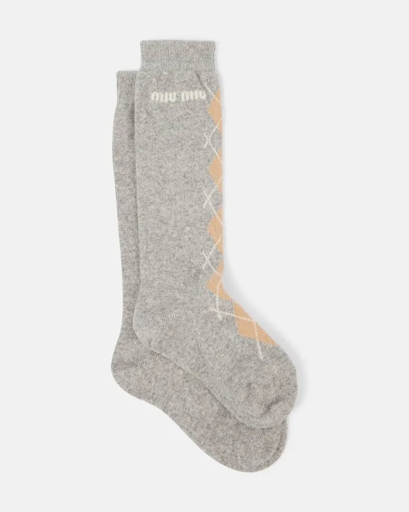Miu Miu Socken aus Wolle und Kaschmir Grau