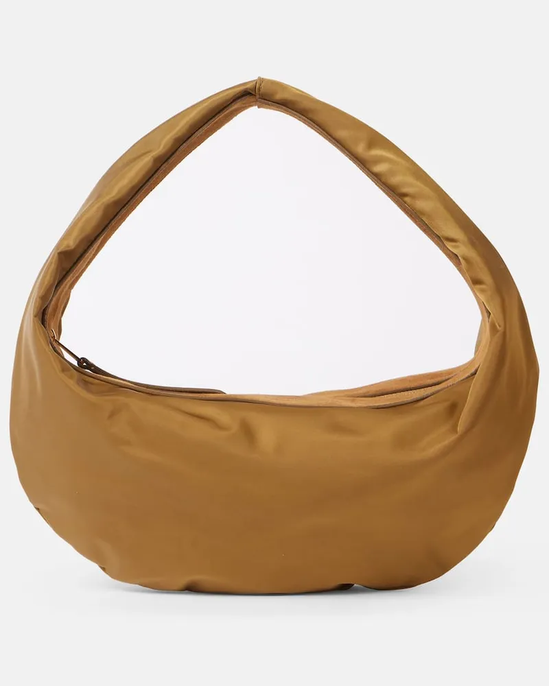 KHAITE Schultertasche Olivia Medium mit Veloursleder Braun