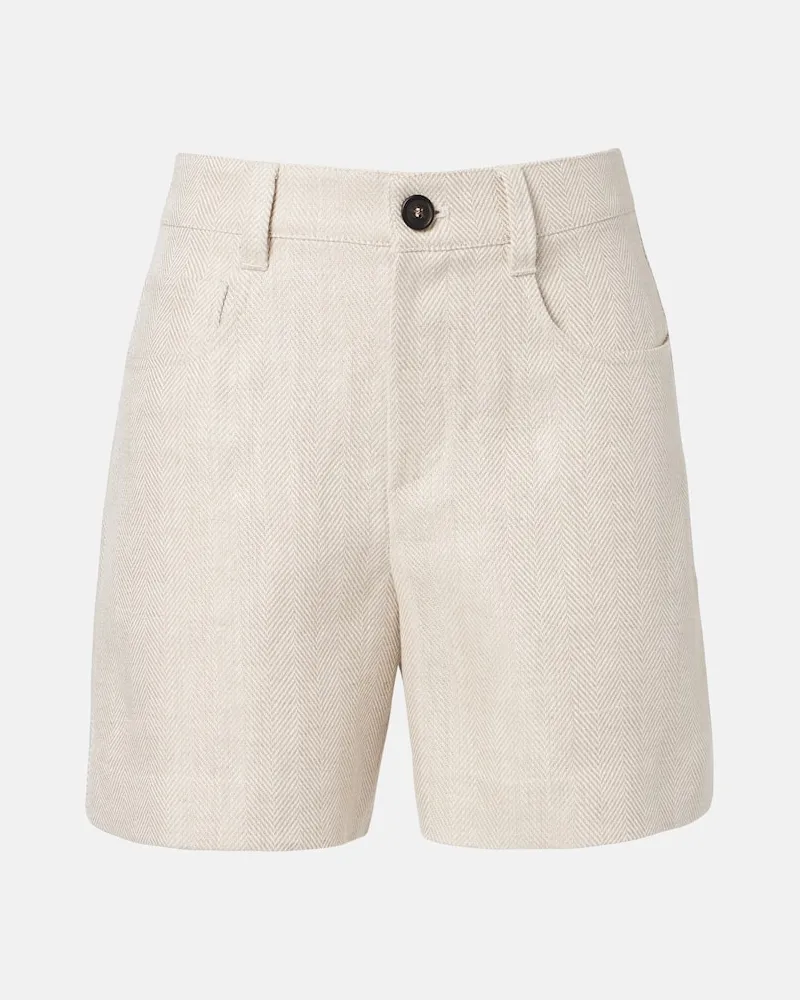 Brunello Cucinelli Mid-Rise Bermuda-Shorts aus Leinen und Baumwolle Beige
