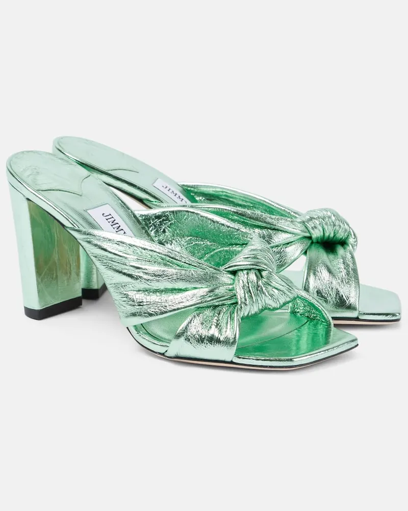 Jimmy Choo Sandalen Avenue 85 aus Metallic-Leder Grün