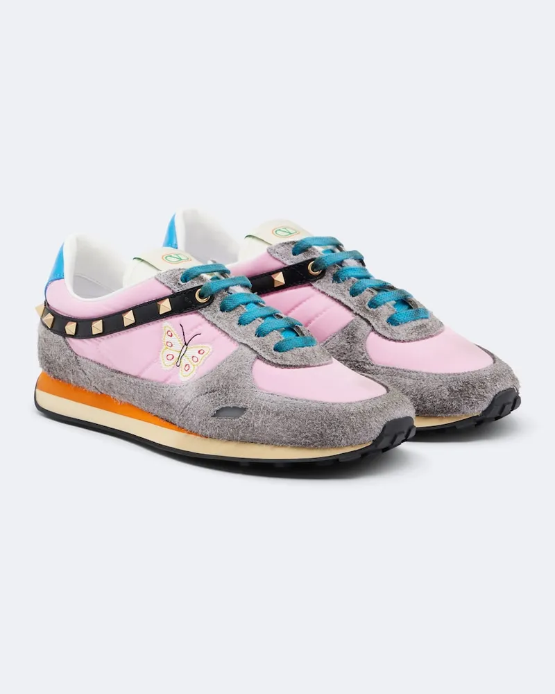 Valentino Garavani Bestickte Sneakers Rockstud mit Veloursleder Multicolor