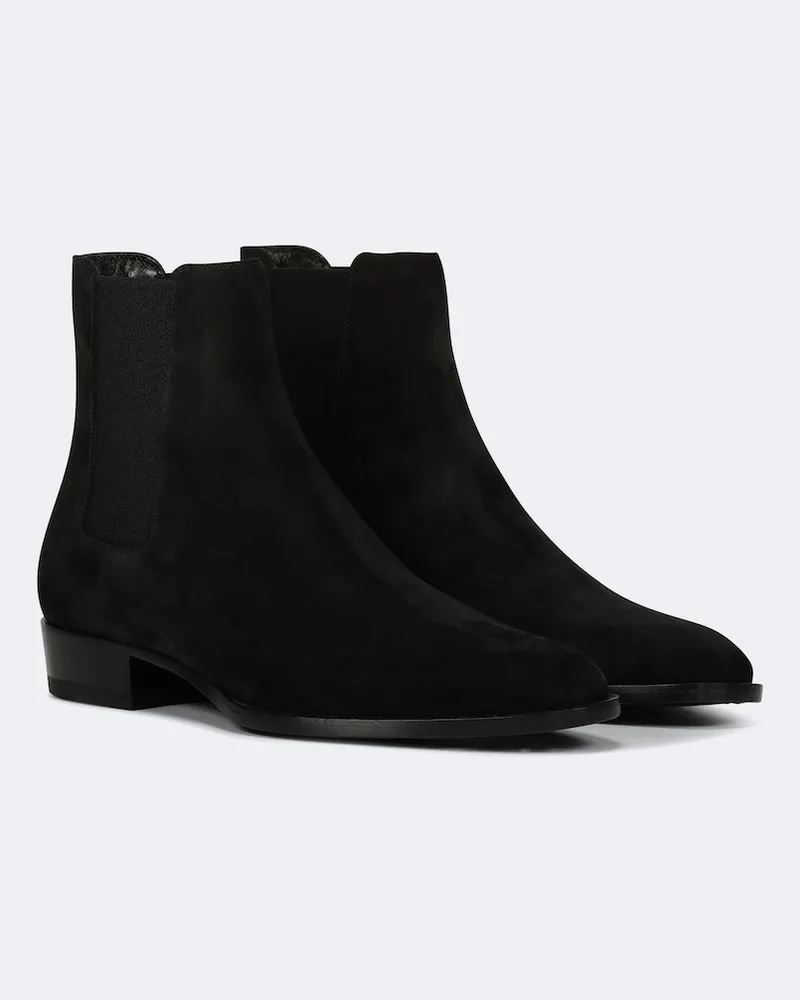 Saint Laurent Chelsea Boots Wyatt aus Veloursleder Schwarz