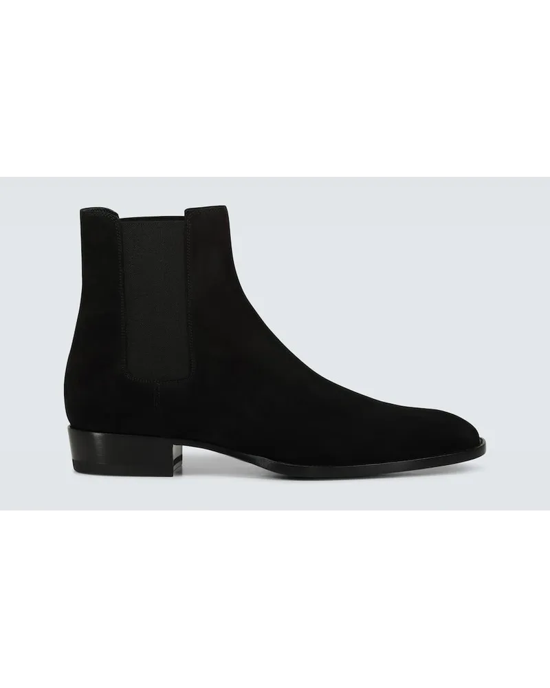 Saint Laurent Chelsea Boots Wyatt aus Veloursleder Schwarz