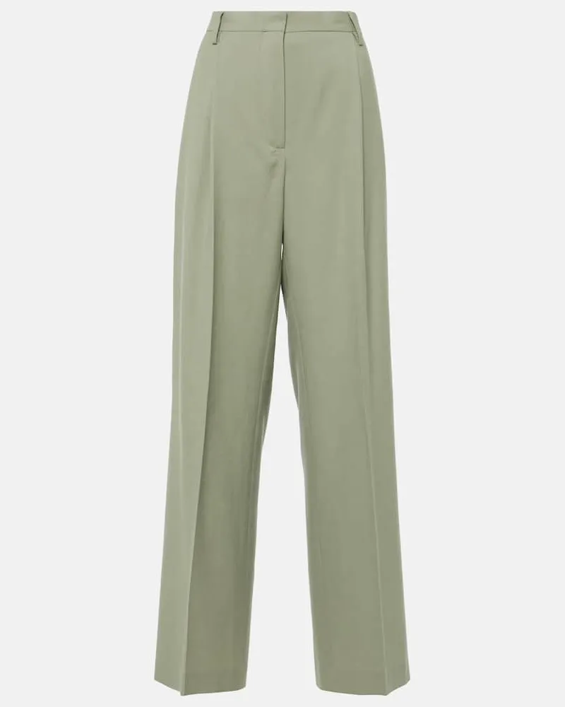 Dries van Noten Gerade Mid-Rise-Hose aus Wolle Grün