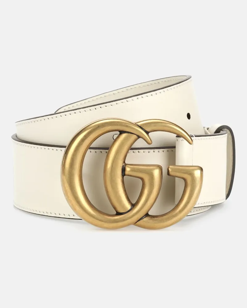 Gucci Gürtel GG aus Leder Weiß