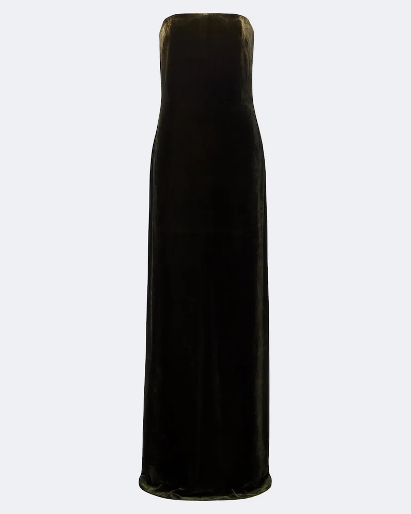 Ralph Lauren Bustier-Robe aus Samt Grün