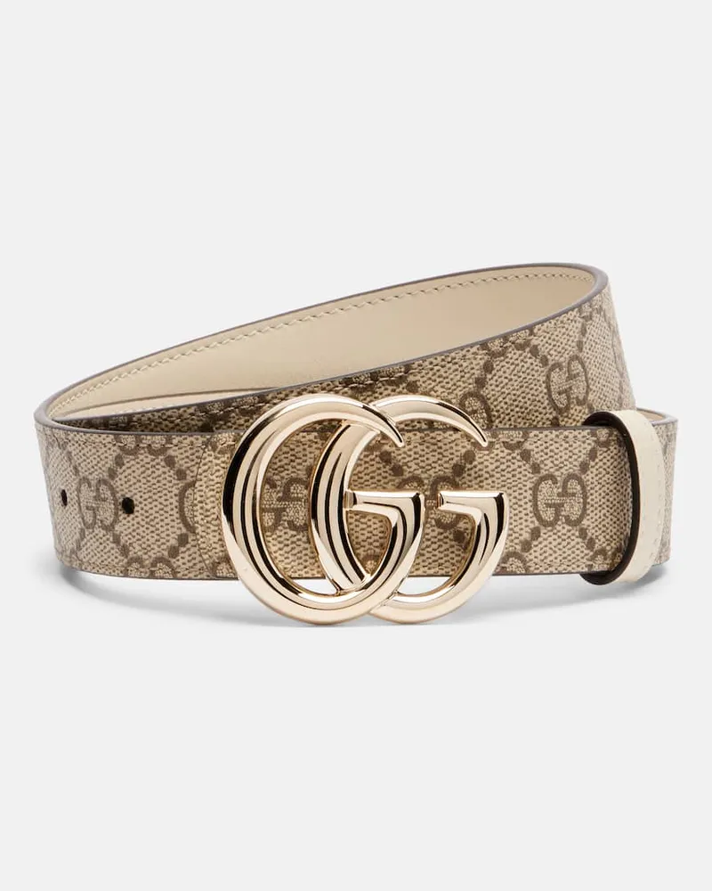 Gucci Wendbarer Gürtel GG Marmont aus Leder Beige