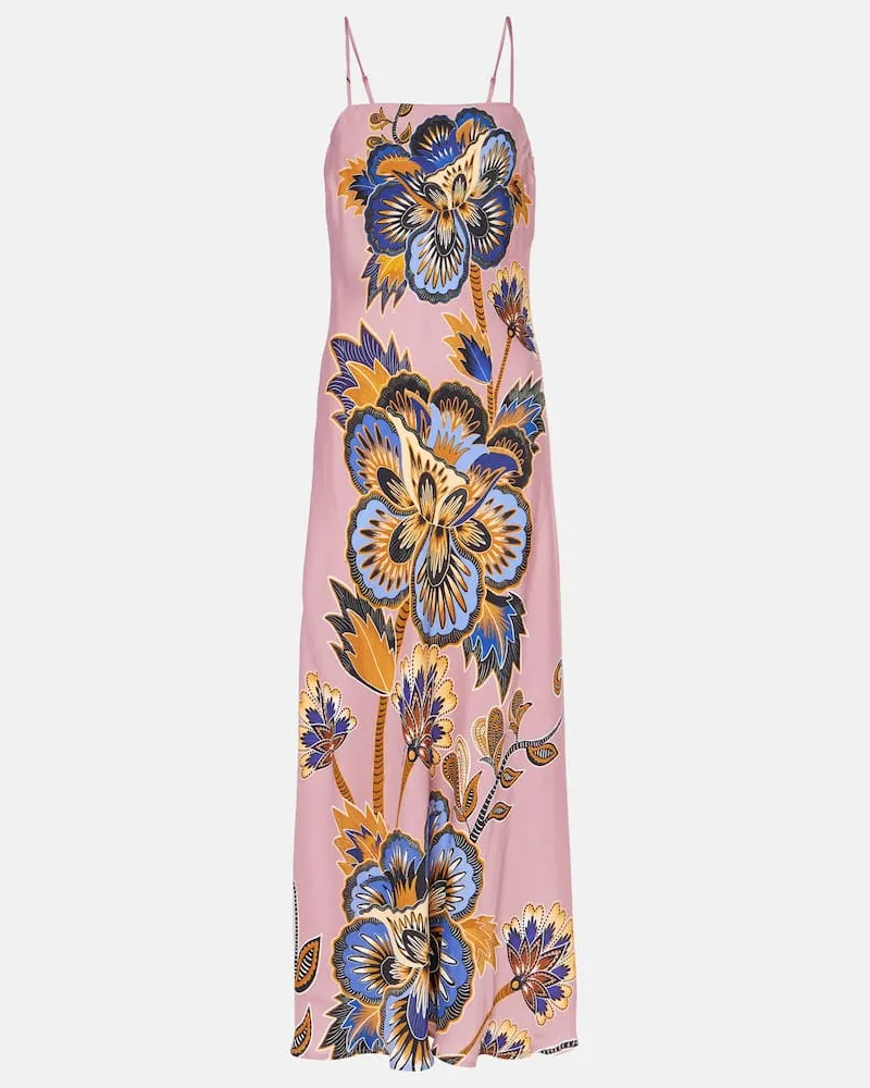 FARM Rio Bedrucktes Slipdress aus Satin Pink