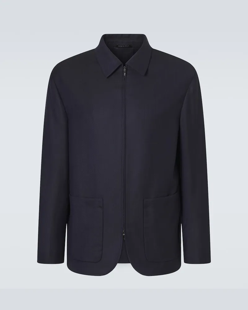 Giorgio Armani Jacke aus Wolle und Kaschmir Blau