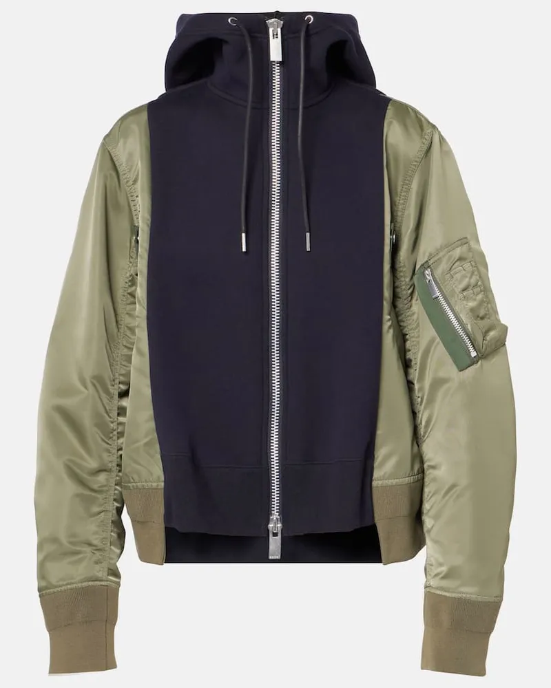 Sacai Kapuzenjacke aus einem Baumwollgemisch Blau