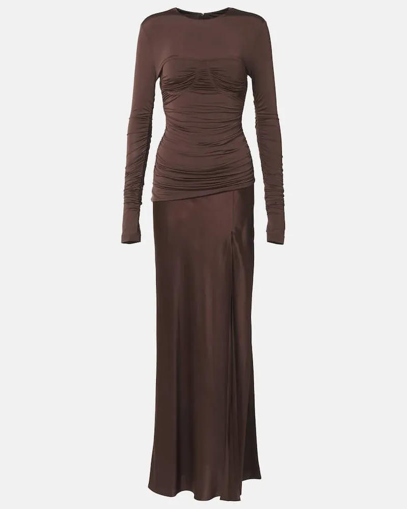 SIR Maxikleid Alessia aus Jersey und Satin Braun