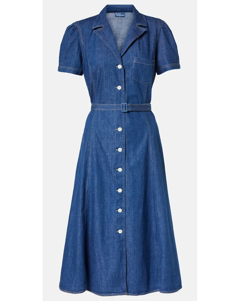 Ralph Lauren Hemdblusenkleid Hampton aus Denim Blau