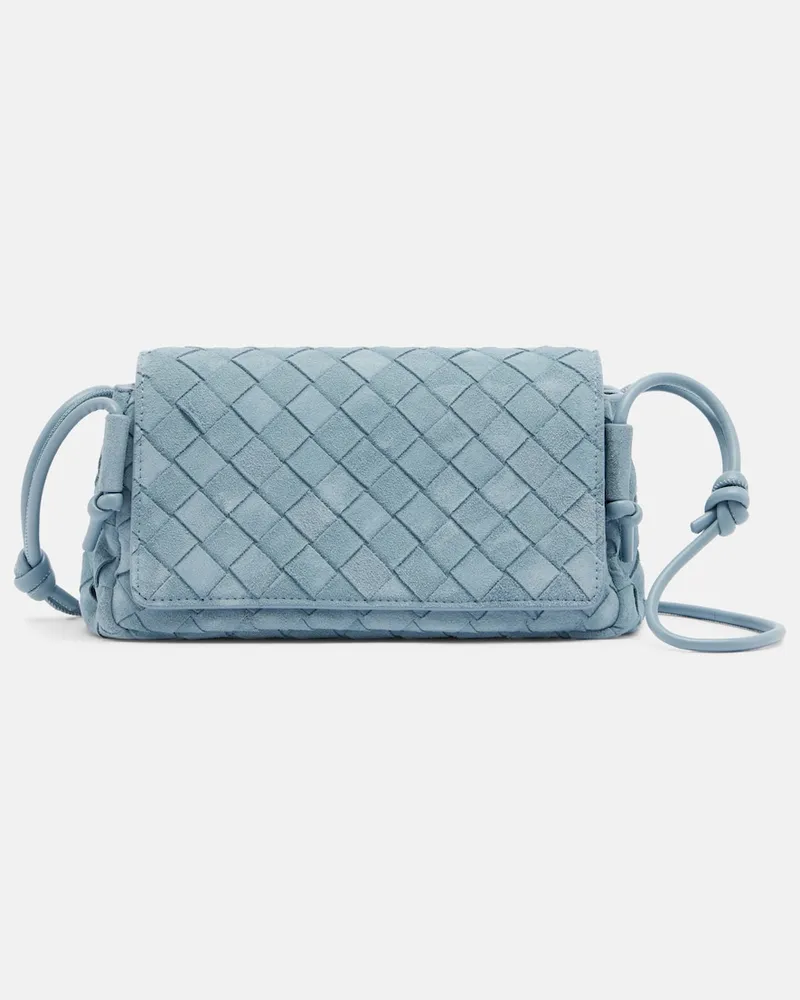Bottega Veneta Crossbody Bag Notturno aus Veloursleder Blau