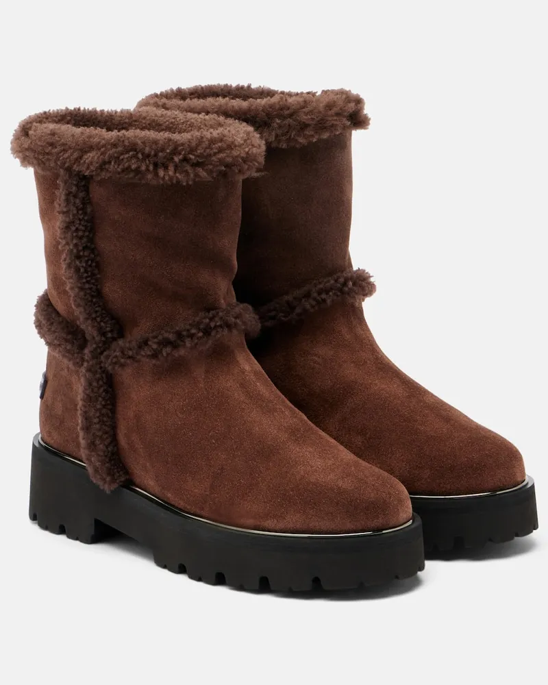 Aquazzura Ankle Boots Teddi mit Shearling Braun
