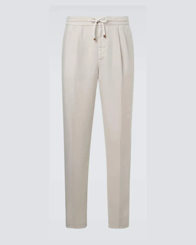 Brunello Cucinelli Hose aus Leinen Beige