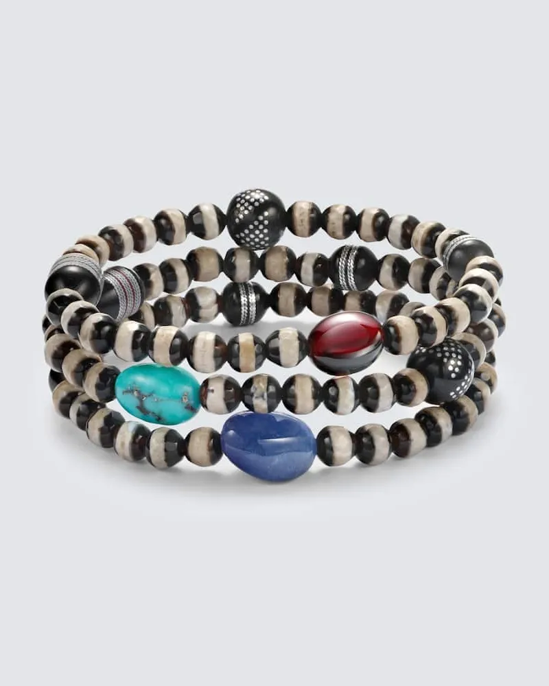 Ileana Makri Set aus drei Armbändern aus Edelsteinen Multicolor