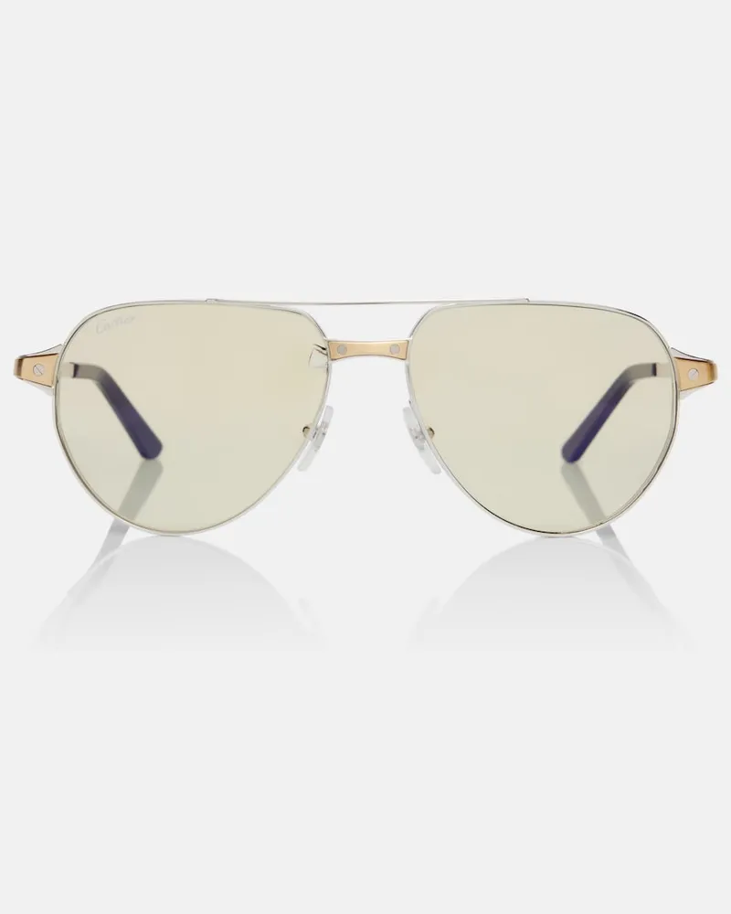 Cartier Aviator-Sonnenbrille Santos de Cartier Silber