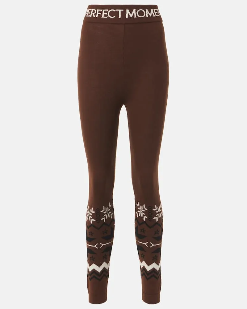 Perfect Moment Ski-Leggings Nordic aus Wolle Braun