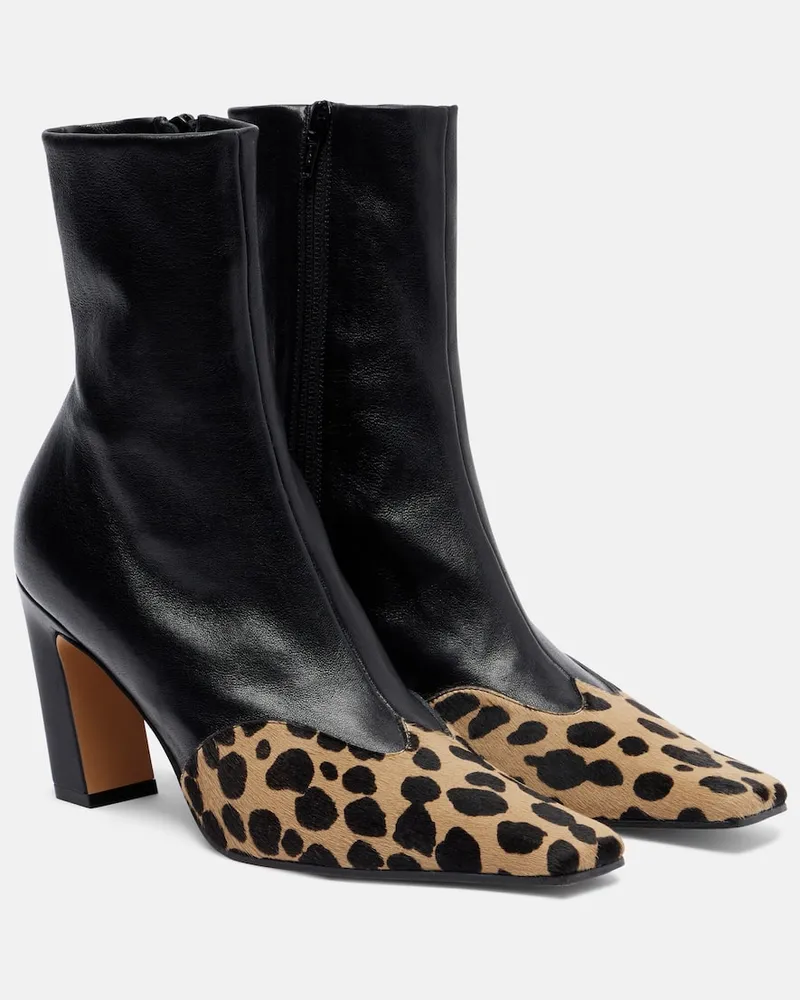 KHAITE Ankle Boots Nevada 85 aus Kalbshaar und Leder Schwarz