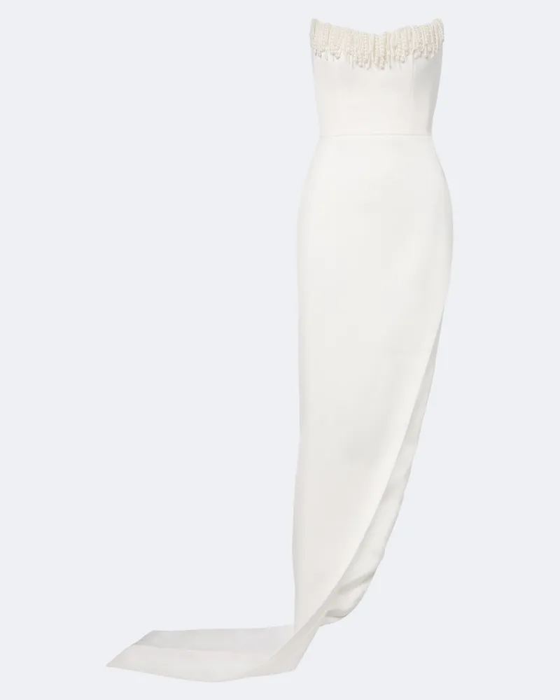 David Koma Verzierte trägerlose Bustier-Robe Weiß