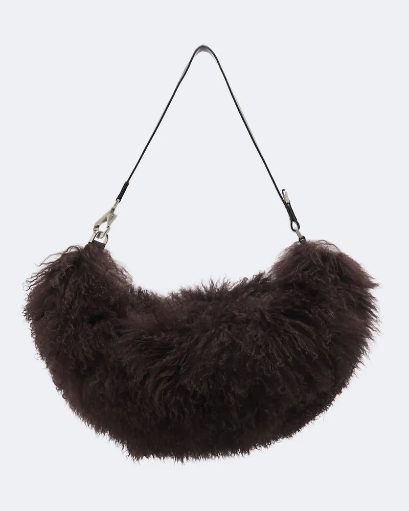 Christophe Lemaire Schultertasche Quiver Clip aus Shearling Braun