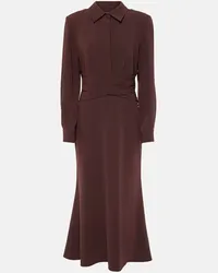 Roland Mouret Midikleid aus Crepe-Satin Braun