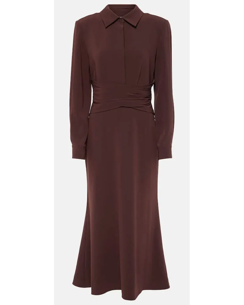 Roland Mouret Midikleid aus Crepe-Satin Braun