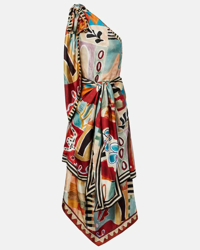 ALEMAIS Alémais One-Shoulder-Midikleid Michelle aus Seide Multicolor